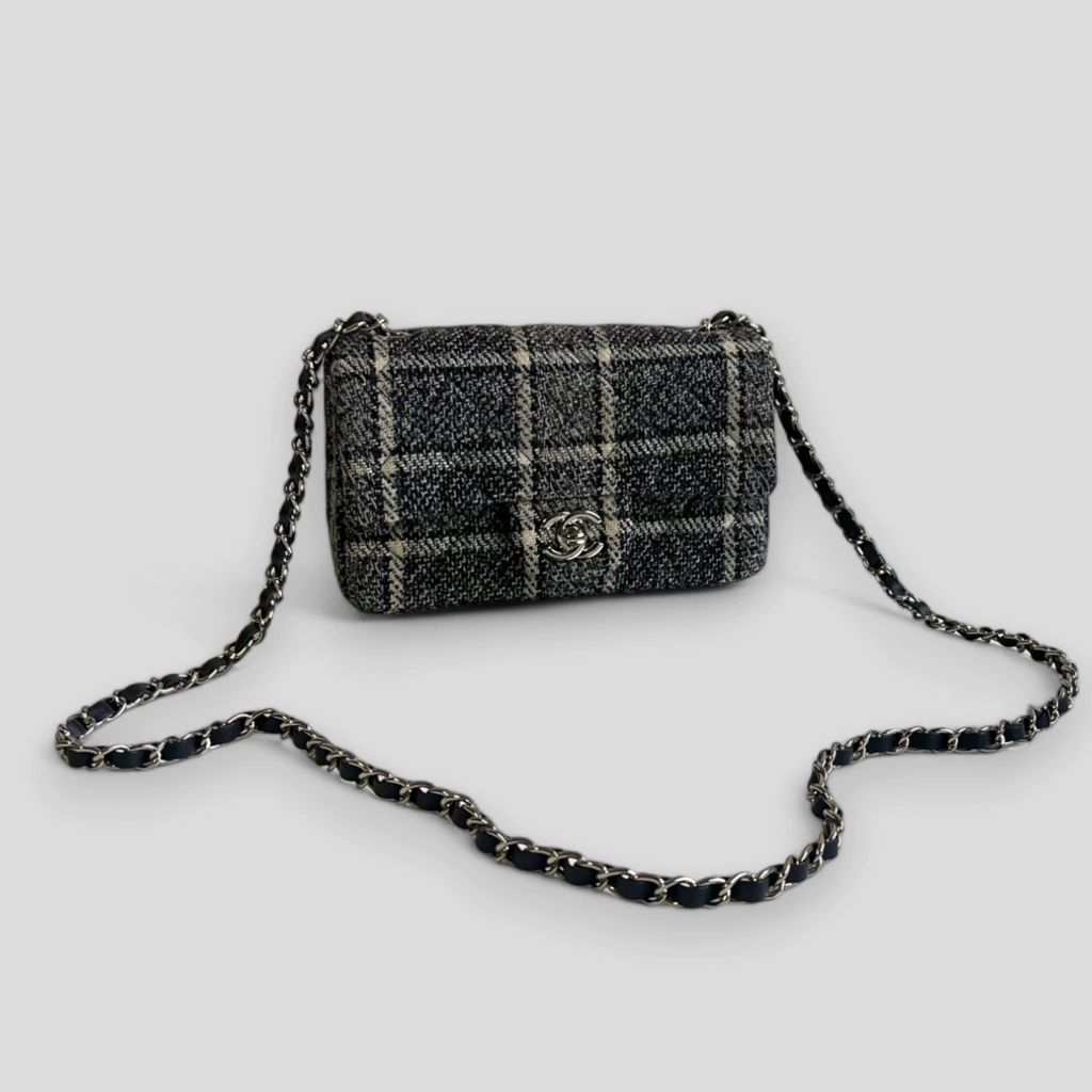 BOLSA CHANEL CLASSIC FLAP MINI TWEED XADREZ